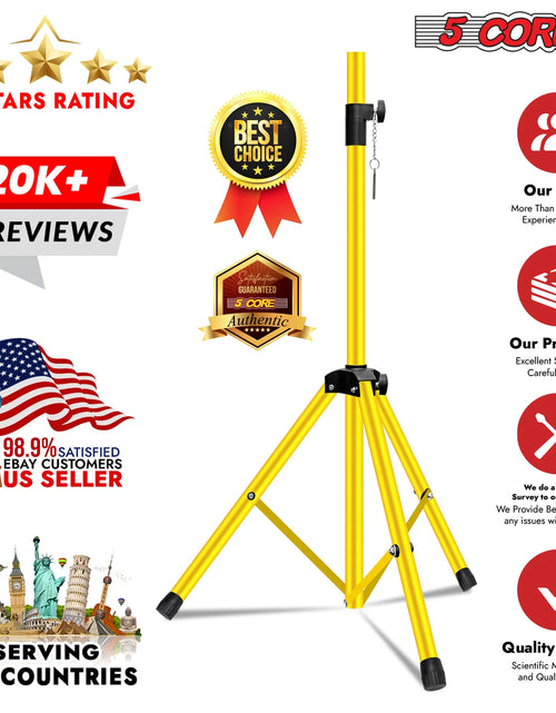 Load image into Gallery viewer, 5Core Speaker Stand Tripod Tall Adjustable 72 Inch DJ Pole Mount Studio Monitor Stands Yellow 1 PK
