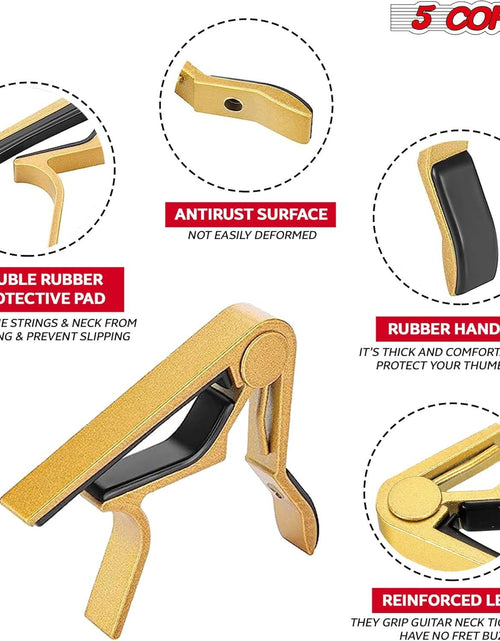 Load image into Gallery viewer, 5 Core Capo Acoustic Electric Guitar 6 String Kapo 2 Pair Quick and Easy Adjustment Classic Clip for Banjo Mandolin
