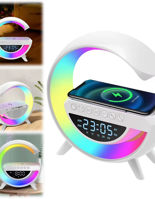 Load image into Gallery viewer, Glowsound Bluetooth Speaker &amp; Wireless Charger – 13 Light Modes, Alarm Clock &amp; G-Shaped Lamp for Home &amp; Office
