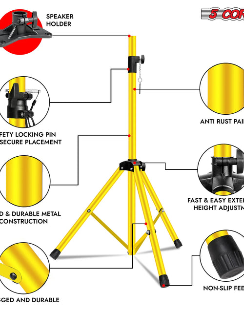 Load image into Gallery viewer, 5Core Speaker Stand Tripod Tall Adjustable 72 Inch DJ Pole Mount Studio Monitor Stands Yellow 1 PK
