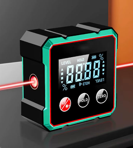 Anglemaster 360° Digital Protractor – Magnetic Laser Angle Finder with LCD Display & Inclinometer