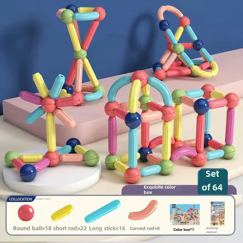 Magnabuild Buddies – Large Particle Magnetic Stick Blocks for Kids’ Creative Construction Play
