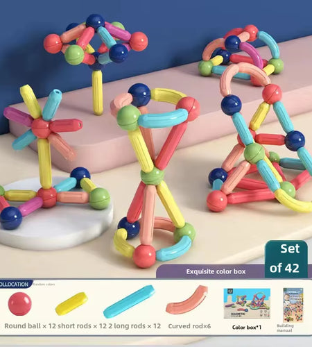 Magnabuild Buddies – Large Particle Magnetic Stick Blocks for Kids’ Creative Construction Play