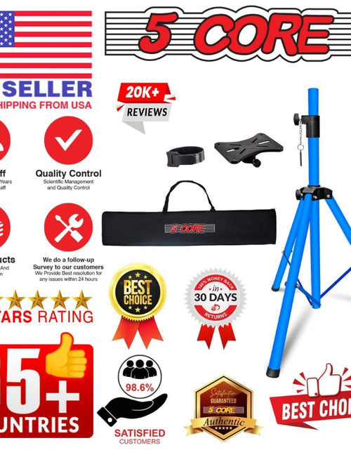 Load image into Gallery viewer, 5 Core Speaker Stand Tripod Floor Adjustable up to 48 Inch DJ Studio Monitor Stands Pole Mount Pair SKY BLUE
