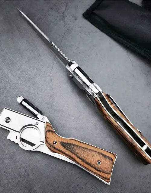 Load image into Gallery viewer, AK47 Tactical Folding Knife – Multi-Purpose Survival Blade with LED Light &amp; Nylon Sheath
