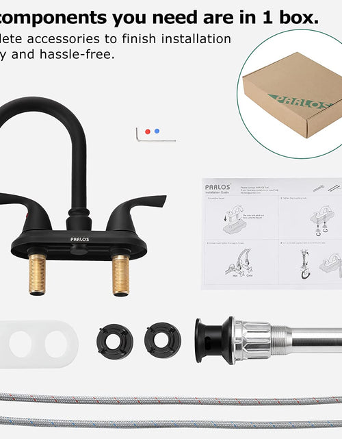 Load image into Gallery viewer, 2-Handle Bathroom Faucet with Metal Drain Assembly &amp; Supply Lines NSF Cupc Certified, Matte Black, 1359104
