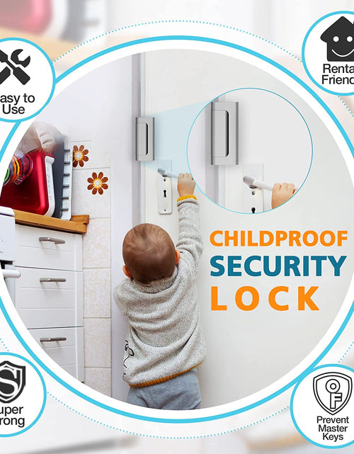 Load image into Gallery viewer, Home Security Door Reinforcement Lock - Upgraded Safety Childproof Locks Hardware for Inward Swinging Door , Extra Night Add a inside Withstands 800Lbs Deadbolt Latch , Guard Bedroom Patio
