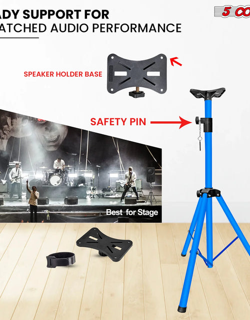 Load image into Gallery viewer, 5 Core Speaker Stand Tripod Floor Adjustable up to 48 Inch DJ Studio Monitor Stands Pole Mount Pair SKY BLUE
