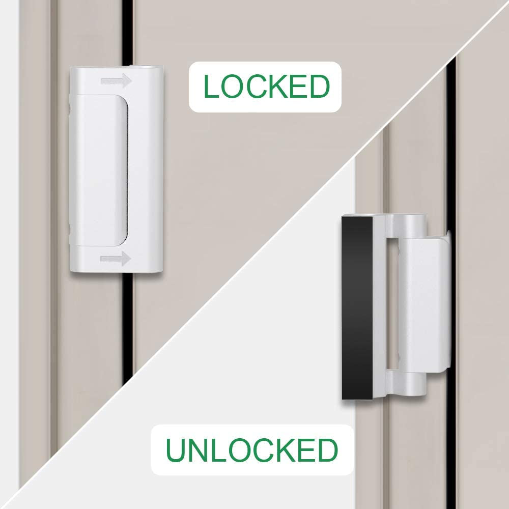 Home Security Door Reinforcement Lock - Upgraded Safety Childproof Locks Hardware for Inward Swinging Door , Extra Night Add a inside Withstands 800Lbs Deadbolt Latch , Guard Bedroom Patio