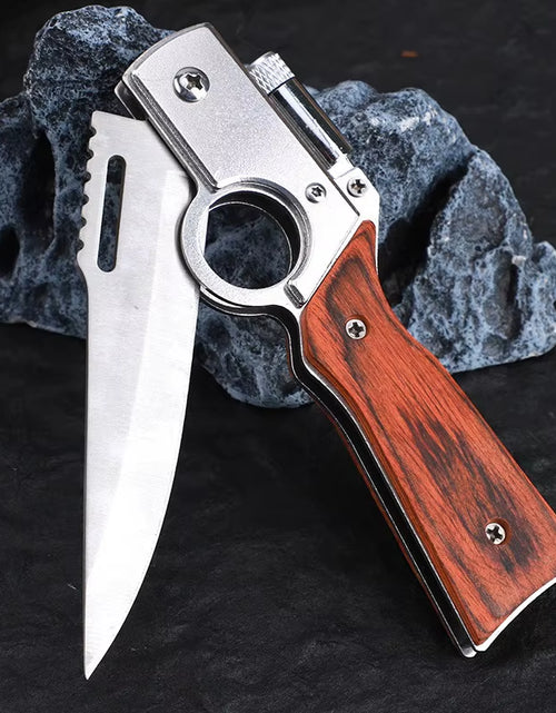 Load image into Gallery viewer, AK47 Tactical Folding Knife – Multi-Purpose Survival Blade with LED Light &amp; Nylon Sheath
