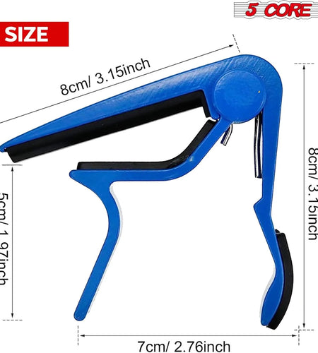 5 Core Capo Acoustic Electric Guitar 6 String Kapo 2 Pair Quick and Easy Adjustment Classic Clip for Banjo Mandolin
