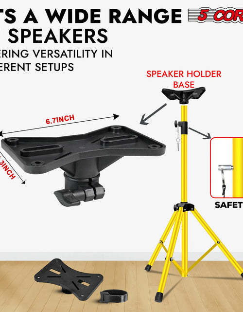 Load image into Gallery viewer, 5Core Speaker Stand Tripod Tall Adjustable 72 Inch DJ Pole Mount Studio Monitor Stands Yellow 1 PK
