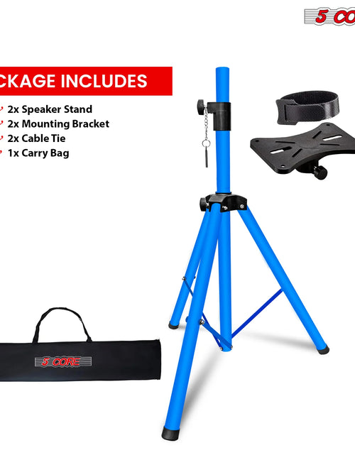 Load image into Gallery viewer, 5 Core Speaker Stand Tripod Floor Adjustable up to 48 Inch DJ Studio Monitor Stands Pole Mount Pair SKY BLUE
