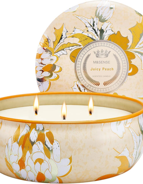 Load image into Gallery viewer, M&amp;SENSE Soy Scented Candles for Home 12oz, 3 Wick Highly Scented 40 Hours Long Lasting, Pomegranate Scented Portable Tin Candles for Travel, Spa, Bath, Yoga

