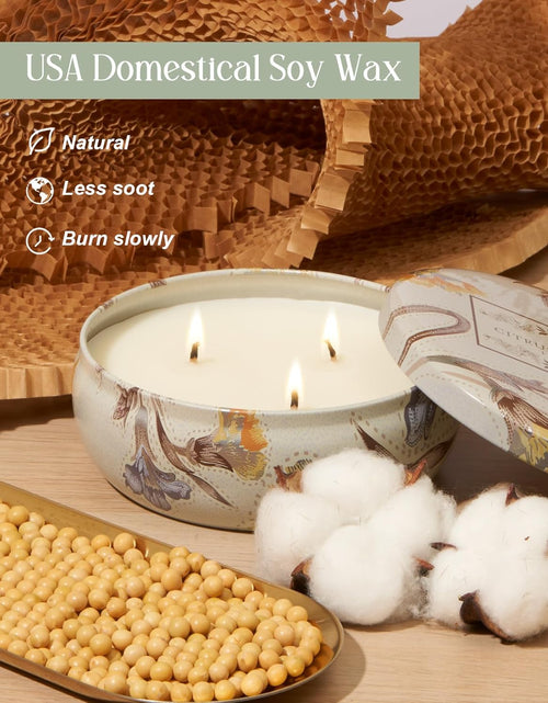 Load image into Gallery viewer, M&amp;SENSE Soy Scented Candles for Home 12oz, 3 Wick Highly Scented 40 Hours Long Lasting, Pomegranate Scented Portable Tin Candles for Travel, Spa, Bath, Yoga
