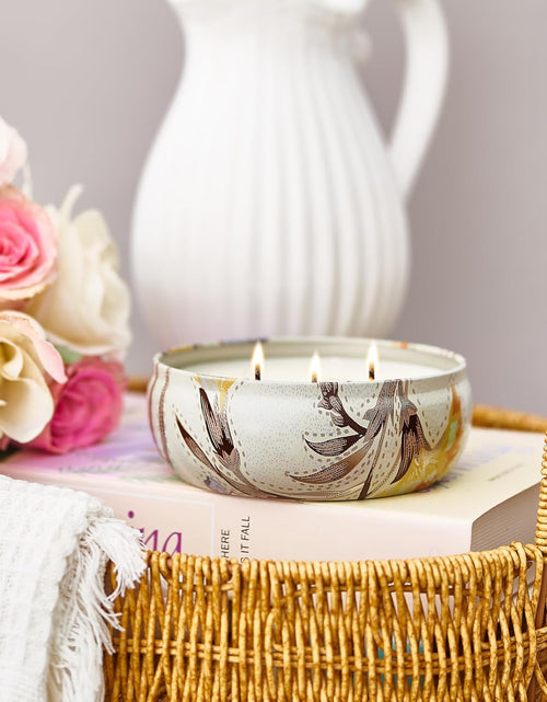 Load image into Gallery viewer, M&amp;SENSE Soy Scented Candles for Home 12oz, 3 Wick Highly Scented 40 Hours Long Lasting, Pomegranate Scented Portable Tin Candles for Travel, Spa, Bath, Yoga
