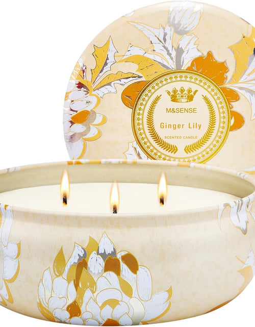 Load image into Gallery viewer, M&amp;SENSE Soy Scented Candles for Home 12oz, 3 Wick Highly Scented 40 Hours Long Lasting, Pomegranate Scented Portable Tin Candles for Travel, Spa, Bath, Yoga
