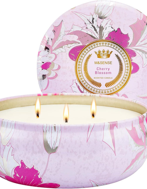 Load image into Gallery viewer, M&amp;SENSE Soy Scented Candles for Home 12oz, 3 Wick Highly Scented 40 Hours Long Lasting, Pomegranate Scented Portable Tin Candles for Travel, Spa, Bath, Yoga
