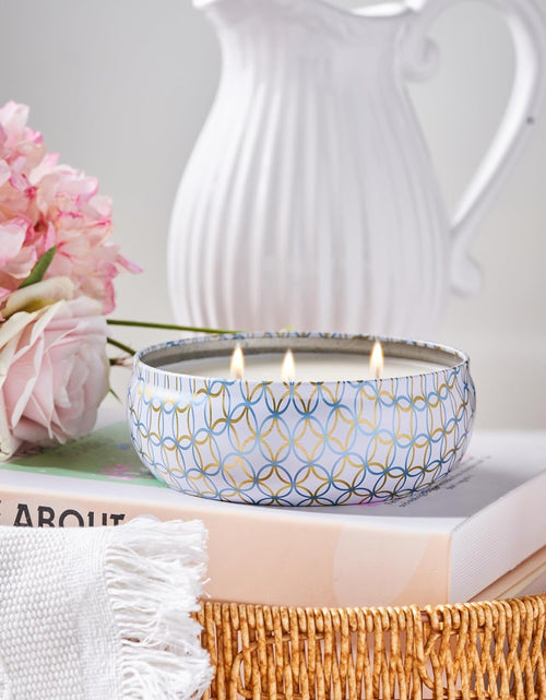 Load image into Gallery viewer, M&amp;SENSE Soy Scented Candles for Home 12oz, 3 Wick Highly Scented 40 Hours Long Lasting, Pomegranate Scented Portable Tin Candles for Travel, Spa, Bath, Yoga
