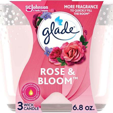 Glade Scented 3-Wick Candle Jar, Coastal Sunshine Citrus, Fragrance Infused with Essential Oils, 6.8 oz