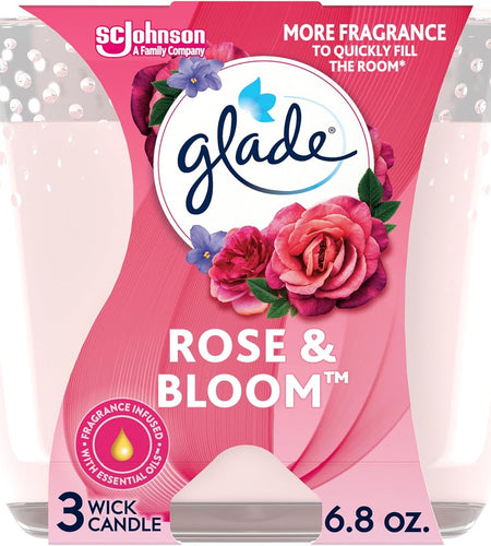 Glade Scented 3-Wick Candle Jar, Coastal Sunshine Citrus, Fragrance Infused with Essential Oils, 6.8 oz