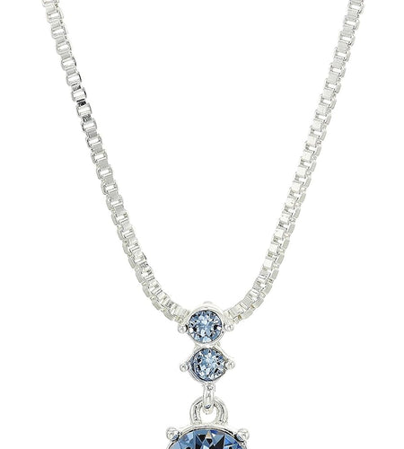 Nine West Women's Boxed Necklace/Pierced Earrings Set, Silver/Blue, One Size