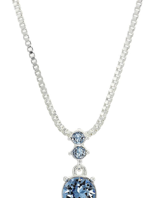 Load image into Gallery viewer, Nine West Women&#39;s Boxed Necklace/Pierced Earrings Set, Silver/Blue, One Size
