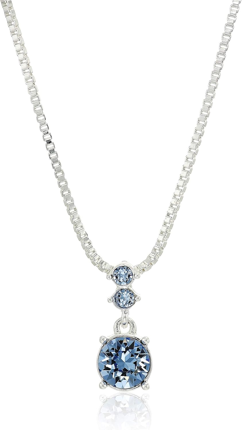 Nine West Women's Boxed Necklace/Pierced Earrings Set, Silver/Blue, One Size