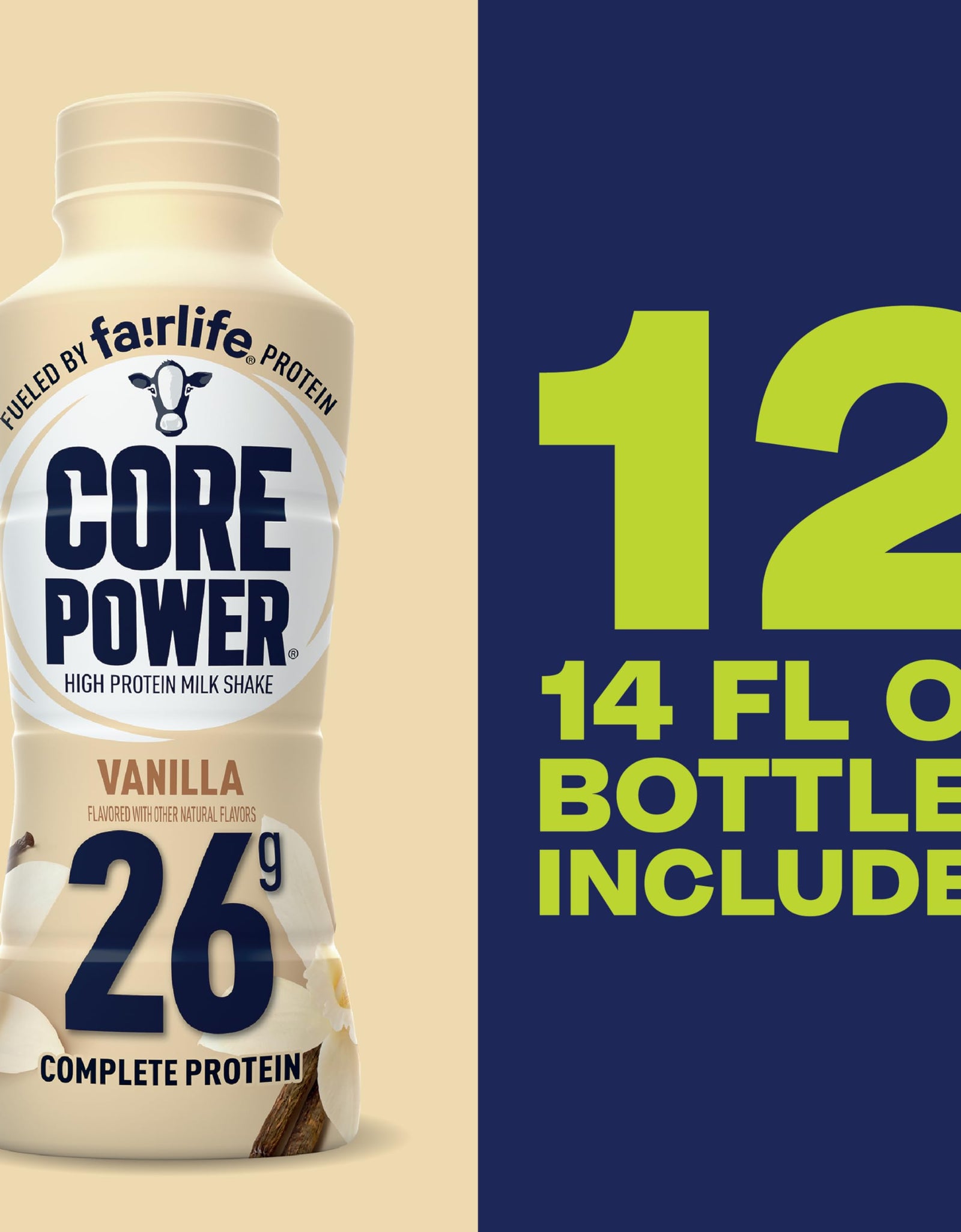Core Power Protein Shake, Chocolate, 26g Bottle, 14oz, 12 Pack