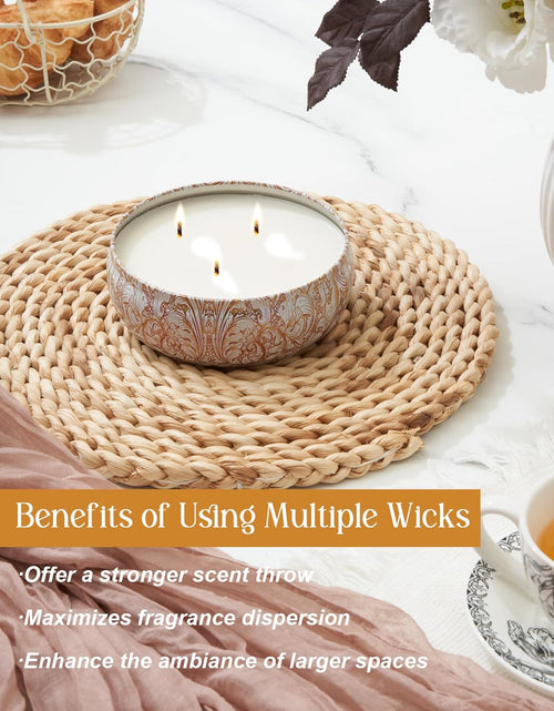 Load image into Gallery viewer, M&amp;SENSE Soy Scented Candles for Home 12oz, 3 Wick Highly Scented 40 Hours Long Lasting, Pomegranate Scented Portable Tin Candles for Travel, Spa, Bath, Yoga
