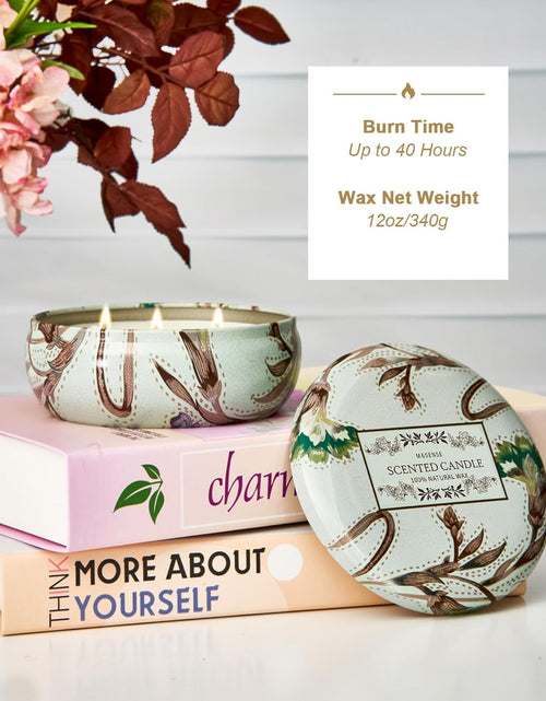 Load image into Gallery viewer, M&amp;SENSE Soy Scented Candles for Home 12oz, 3 Wick Highly Scented 40 Hours Long Lasting, Pomegranate Scented Portable Tin Candles for Travel, Spa, Bath, Yoga
