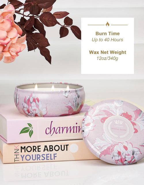 Load image into Gallery viewer, M&amp;SENSE Soy Scented Candles for Home 12oz, 3 Wick Highly Scented 40 Hours Long Lasting, Pomegranate Scented Portable Tin Candles for Travel, Spa, Bath, Yoga
