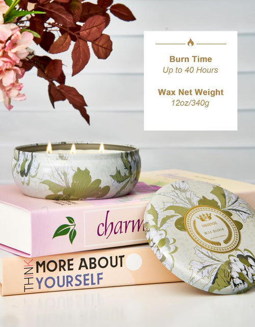 Load image into Gallery viewer, M&amp;SENSE Soy Scented Candles for Home 12oz, 3 Wick Highly Scented 40 Hours Long Lasting, Pomegranate Scented Portable Tin Candles for Travel, Spa, Bath, Yoga
