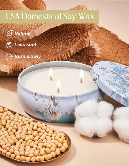 Load image into Gallery viewer, M&amp;SENSE Soy Scented Candles for Home 12oz, 3 Wick Highly Scented 40 Hours Long Lasting, Pomegranate Scented Portable Tin Candles for Travel, Spa, Bath, Yoga
