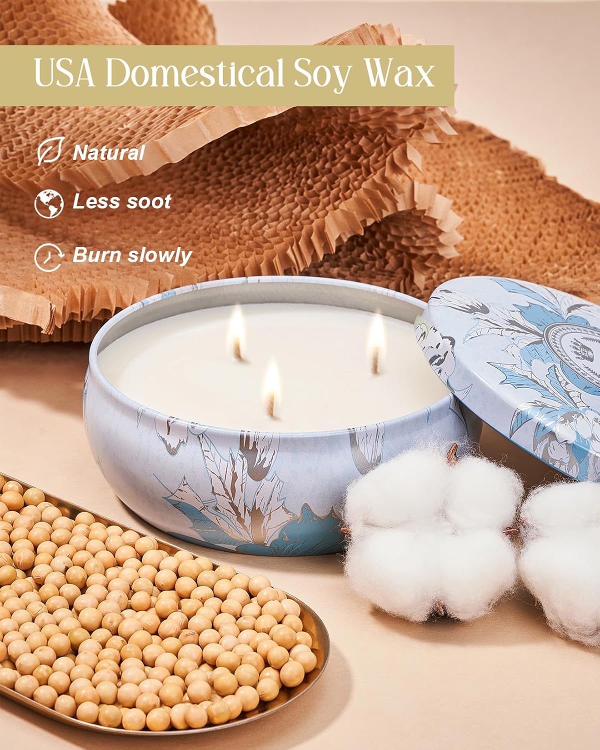 M&SENSE Soy Scented Candles for Home 12oz, 3 Wick Highly Scented 40 Hours Long Lasting, Pomegranate Scented Portable Tin Candles for Travel, Spa, Bath, Yoga