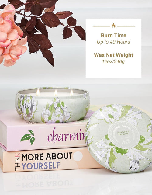 Load image into Gallery viewer, M&amp;SENSE Soy Scented Candles for Home 12oz, 3 Wick Highly Scented 40 Hours Long Lasting, Pomegranate Scented Portable Tin Candles for Travel, Spa, Bath, Yoga
