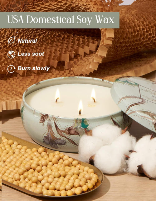 Load image into Gallery viewer, M&amp;SENSE Soy Scented Candles for Home 12oz, 3 Wick Highly Scented 40 Hours Long Lasting, Pomegranate Scented Portable Tin Candles for Travel, Spa, Bath, Yoga
