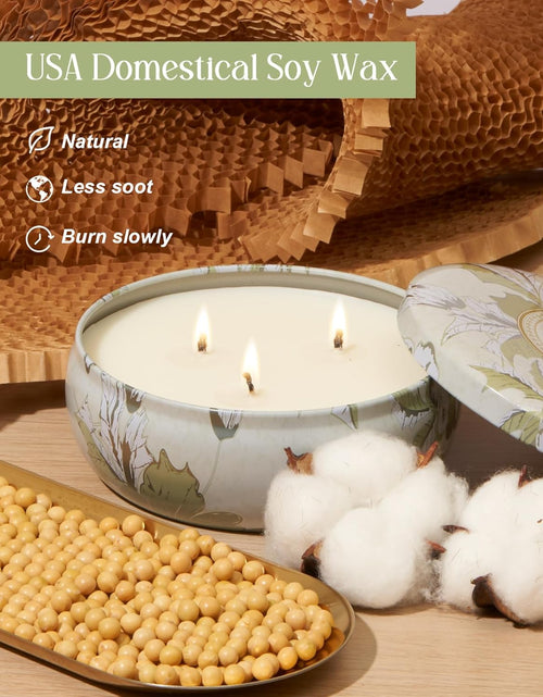 Load image into Gallery viewer, M&amp;SENSE Soy Scented Candles for Home 12oz, 3 Wick Highly Scented 40 Hours Long Lasting, Pomegranate Scented Portable Tin Candles for Travel, Spa, Bath, Yoga
