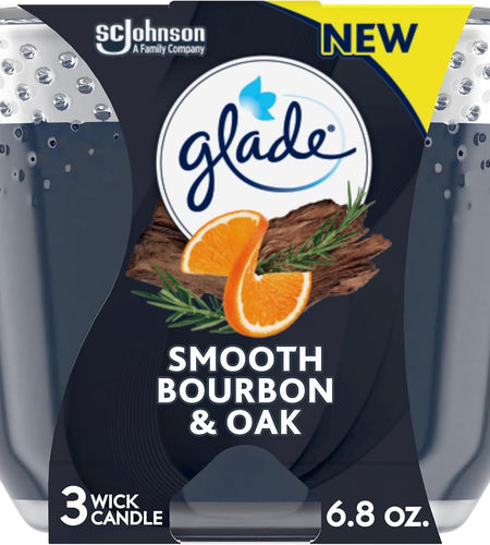 Glade Scented 3-Wick Candle Jar, Coastal Sunshine Citrus, Fragrance Infused with Essential Oils, 6.8 oz