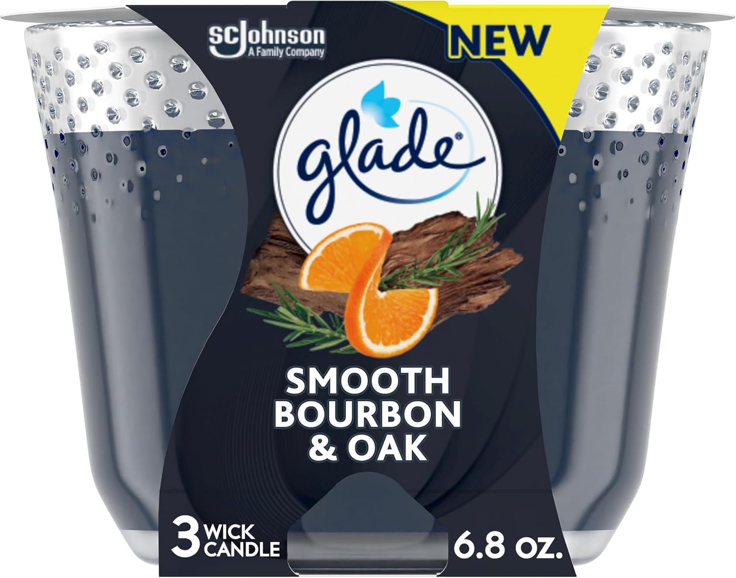 Glade Scented 3-Wick Candle Jar, Coastal Sunshine Citrus, Fragrance Infused with Essential Oils, 6.8 oz
