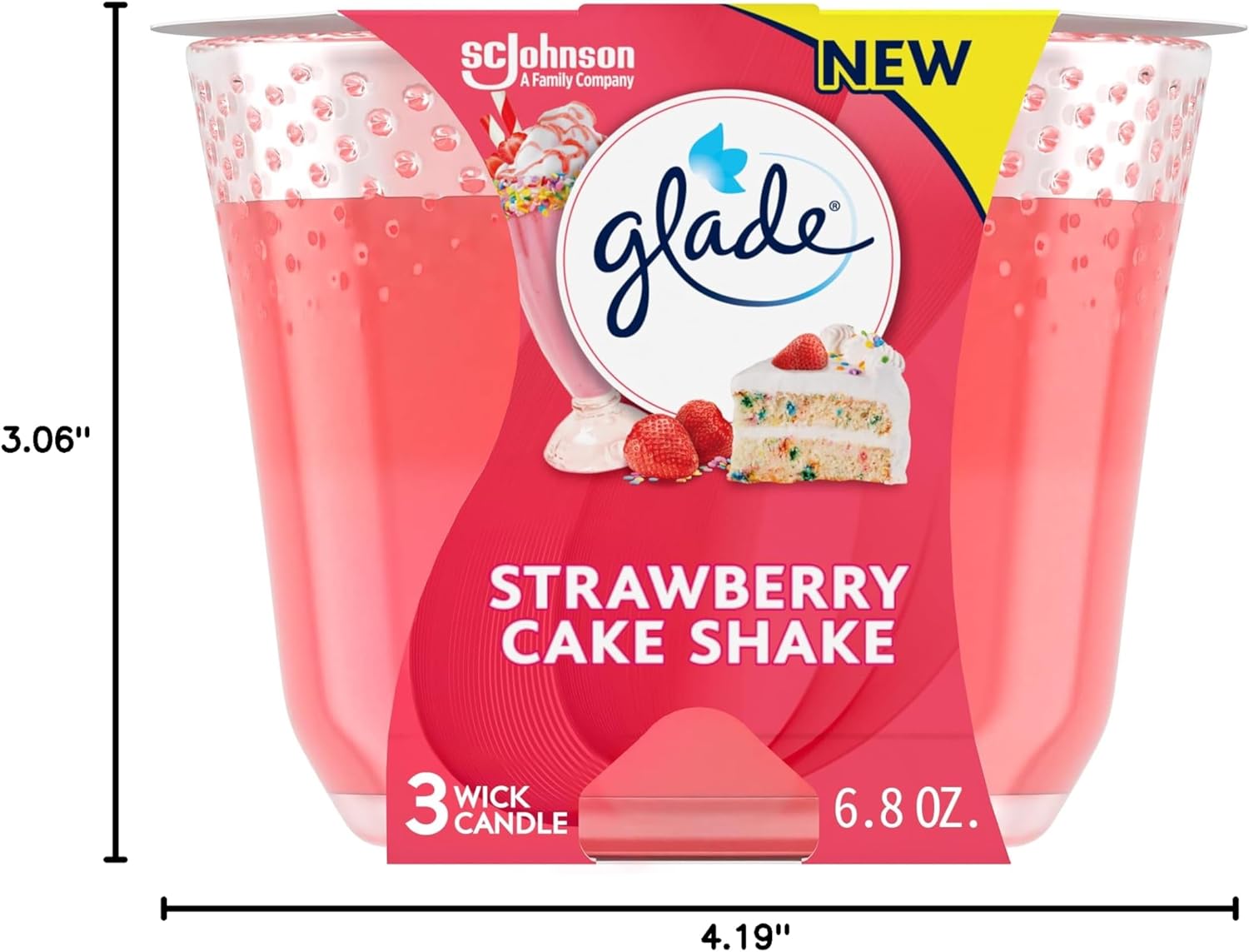 Glade Scented 3-Wick Candle Jar, Coastal Sunshine Citrus, Fragrance Infused with Essential Oils, 6.8 oz