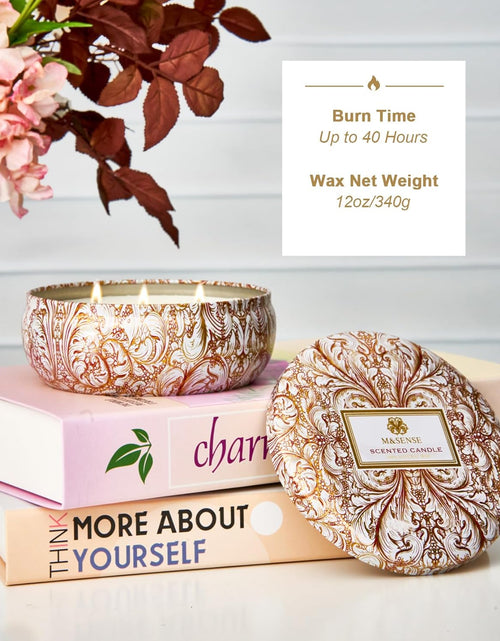 Load image into Gallery viewer, M&amp;SENSE Soy Scented Candles for Home 12oz, 3 Wick Highly Scented 40 Hours Long Lasting, Pomegranate Scented Portable Tin Candles for Travel, Spa, Bath, Yoga
