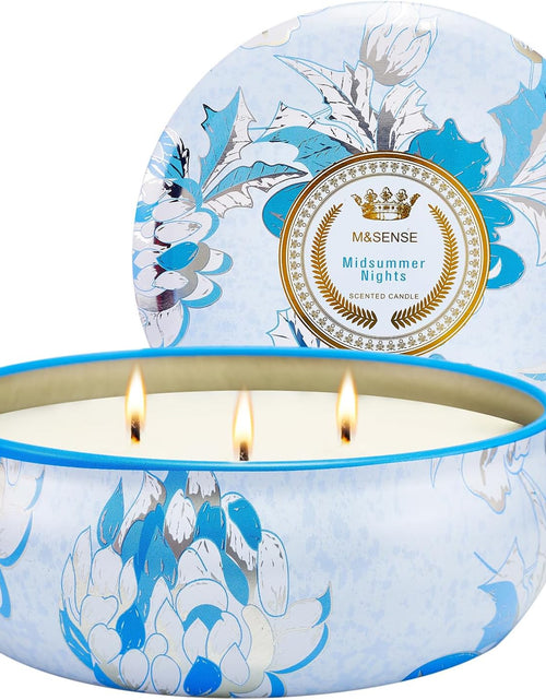 Load image into Gallery viewer, M&amp;SENSE Soy Scented Candles for Home 12oz, 3 Wick Highly Scented 40 Hours Long Lasting, Pomegranate Scented Portable Tin Candles for Travel, Spa, Bath, Yoga
