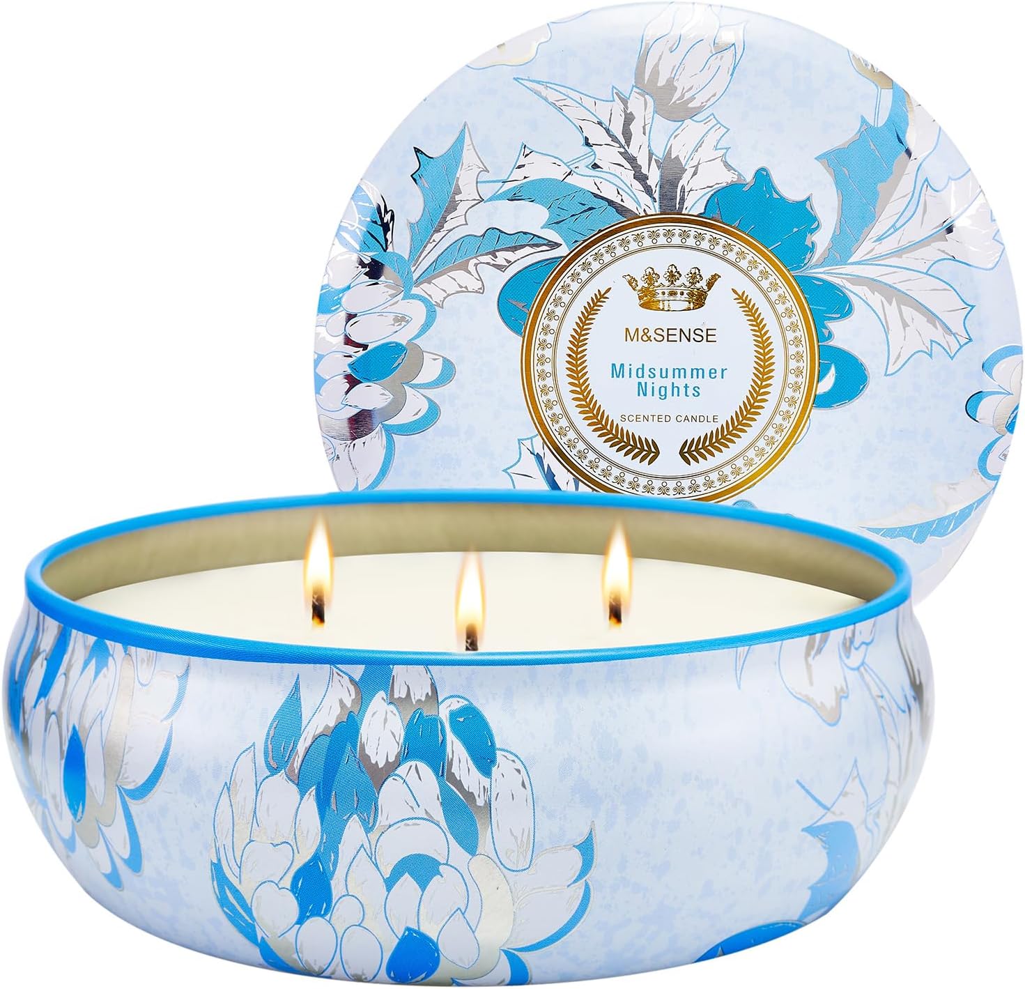 M&SENSE Soy Scented Candles for Home 12oz, 3 Wick Highly Scented 40 Hours Long Lasting, Pomegranate Scented Portable Tin Candles for Travel, Spa, Bath, Yoga
