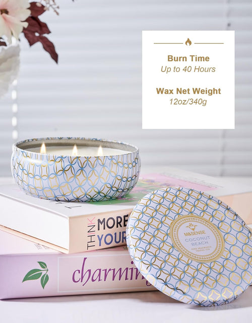 Load image into Gallery viewer, M&amp;SENSE Soy Scented Candles for Home 12oz, 3 Wick Highly Scented 40 Hours Long Lasting, Pomegranate Scented Portable Tin Candles for Travel, Spa, Bath, Yoga
