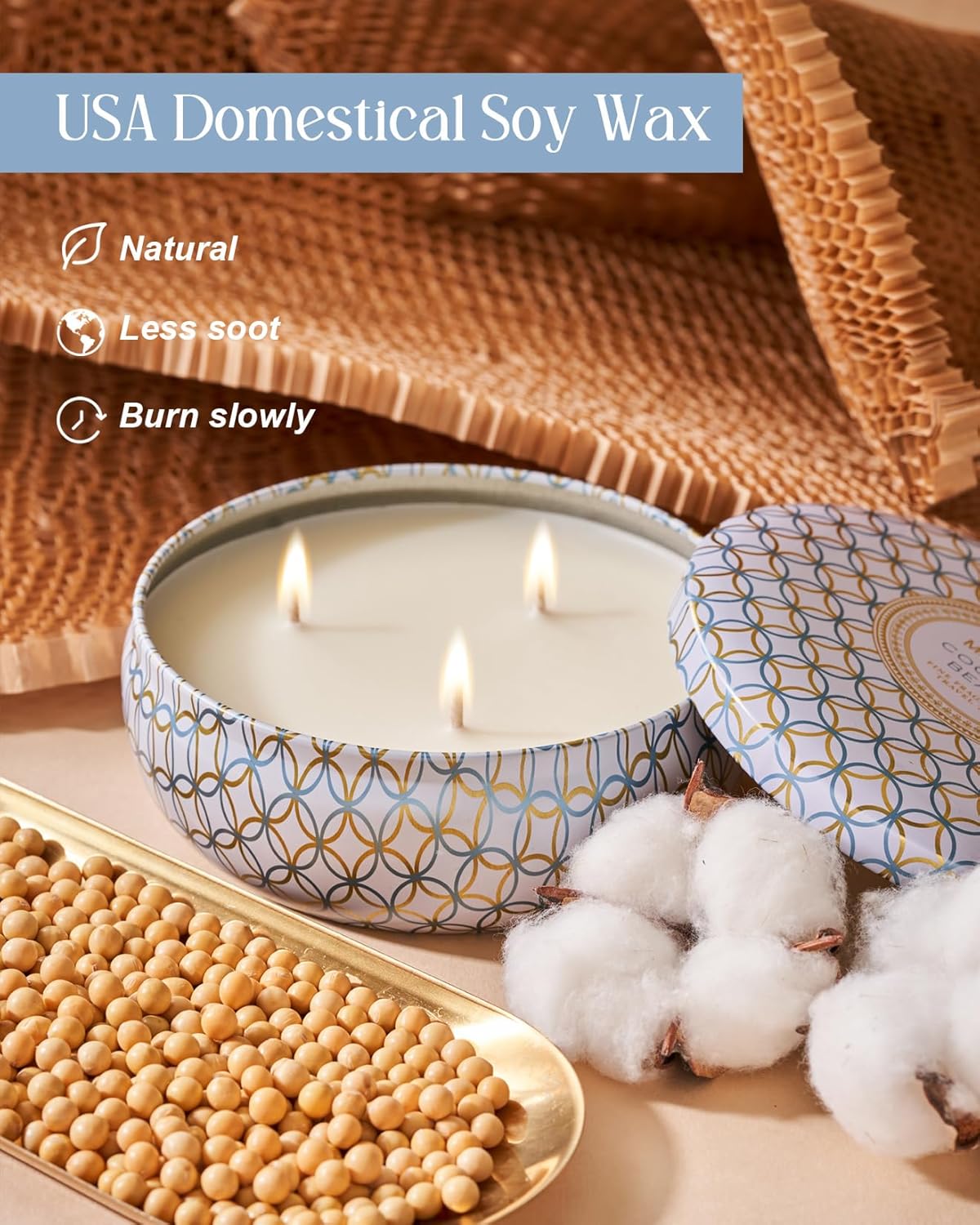 M&SENSE Soy Scented Candles for Home 12oz, 3 Wick Highly Scented 40 Hours Long Lasting, Pomegranate Scented Portable Tin Candles for Travel, Spa, Bath, Yoga
