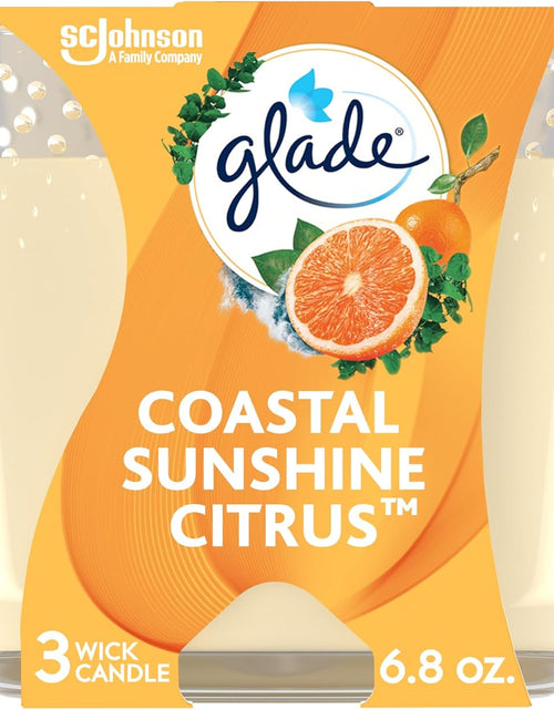 Load image into Gallery viewer, Glade Scented 3-Wick Candle Jar, Coastal Sunshine Citrus, Fragrance Infused with Essential Oils, 6.8 oz
