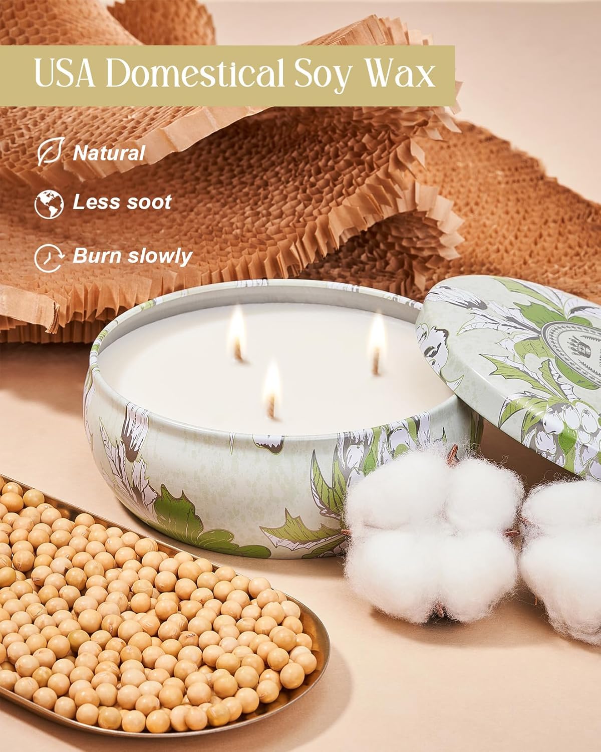 M&SENSE Soy Scented Candles for Home 12oz, 3 Wick Highly Scented 40 Hours Long Lasting, Pomegranate Scented Portable Tin Candles for Travel, Spa, Bath, Yoga