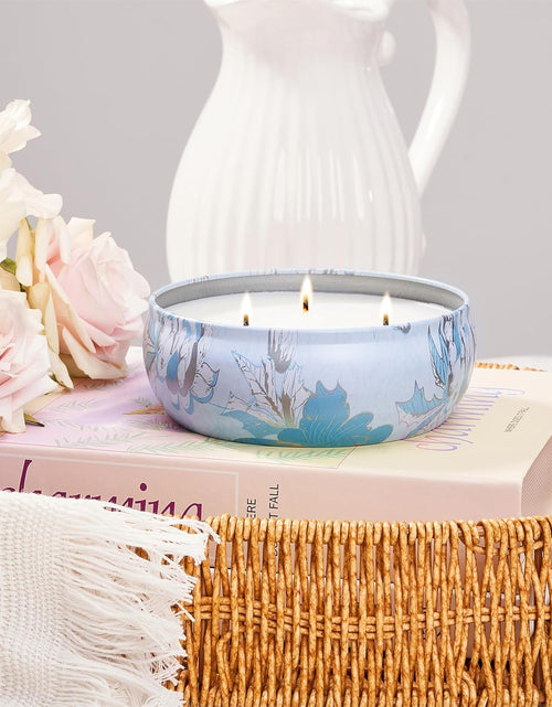 Load image into Gallery viewer, M&amp;SENSE Soy Scented Candles for Home 12oz, 3 Wick Highly Scented 40 Hours Long Lasting, Pomegranate Scented Portable Tin Candles for Travel, Spa, Bath, Yoga
