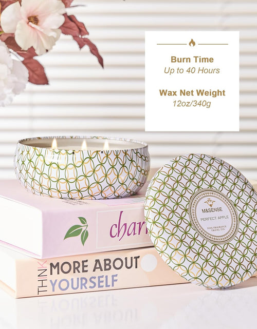 Load image into Gallery viewer, M&amp;SENSE Soy Scented Candles for Home 12oz, 3 Wick Highly Scented 40 Hours Long Lasting, Pomegranate Scented Portable Tin Candles for Travel, Spa, Bath, Yoga
